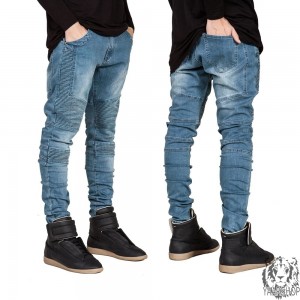Классические синие зауженные джинсы варенки YA1